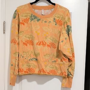 FP Movement by Free People Floral Crew Neck Sweater - Orange and Green